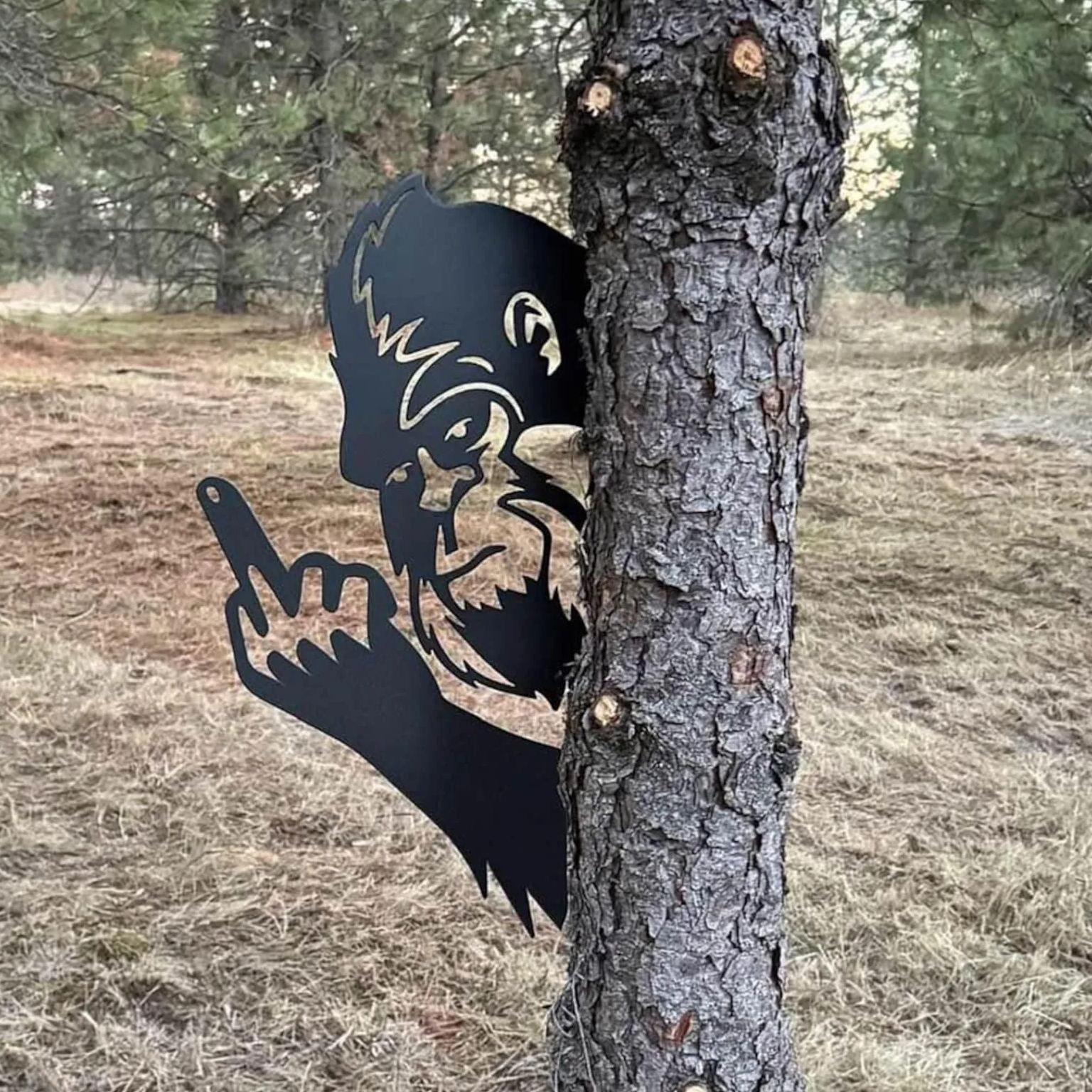 🎁TikTok Last Day Sale - 70% OFF🔥Peek-a-Boo Flipping Off Bigfoot Metal Sign
