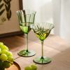 Vintage Green Flower Wine Glasses