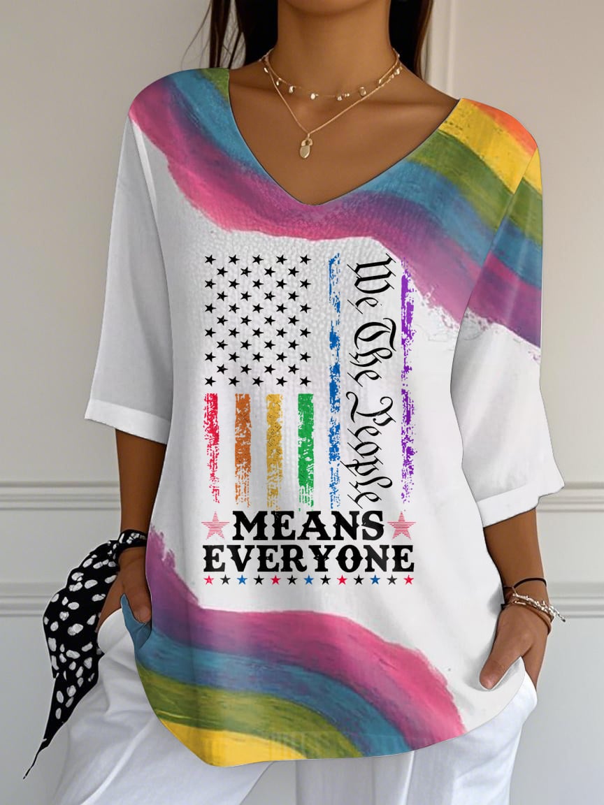Women's We The People Means Everyone Print Mid Sleeve T-Shirt