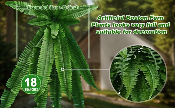 🔥 $9.98 On Sale Today Only 🌱 UV-Resistant Lifelike Artificial Boston Fern