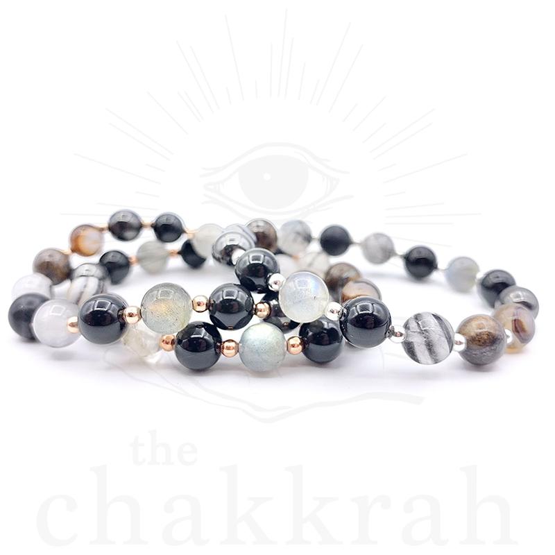 Shield III Shungite & Labradorite Bracelet with 8 Premium