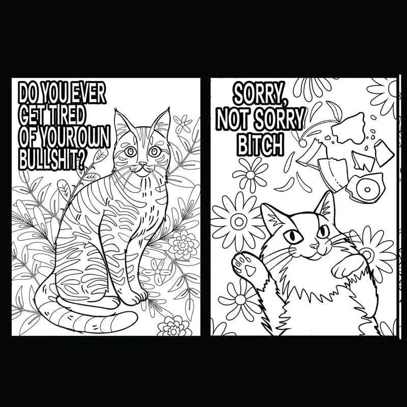 🔥Last Day Promotion 48% OFF-🎁-Funny Kitty Memes Coloring Book For Adult Relaxation