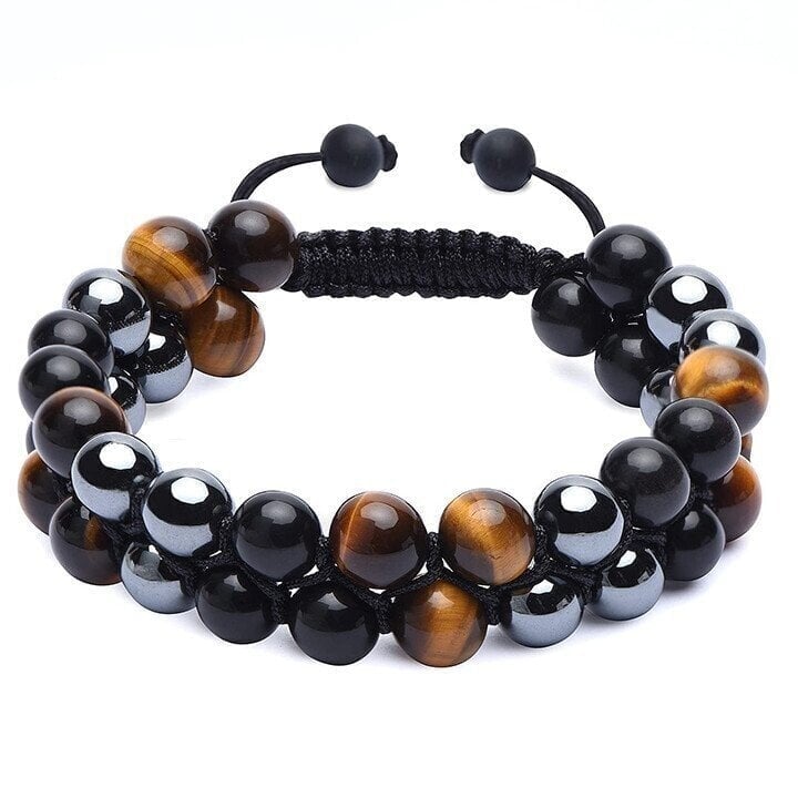 Triple Protection Bracelet-Genuine Tigers Eye Agate and  Black gallstone-The Perfect Gift