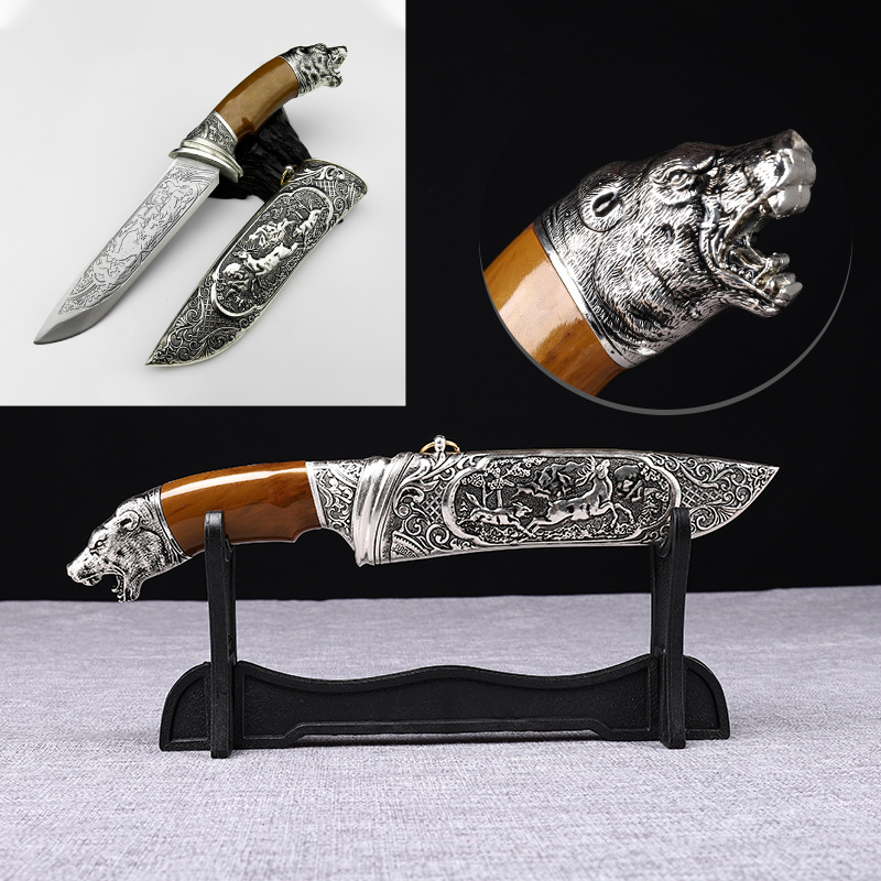 FANTASY ANIMAIL HEAD Pommel Fixed Blade MEDIEVAL DAGGER Collectible