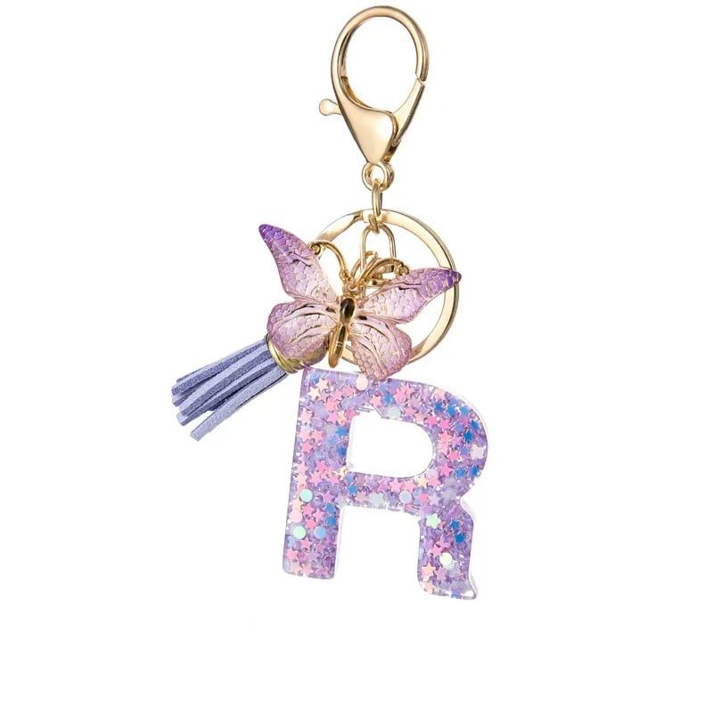 🔥Last Day 50% OFF - Butterfly Letter Keychain Tassel Design Vibrant Durable Lightweight Gift