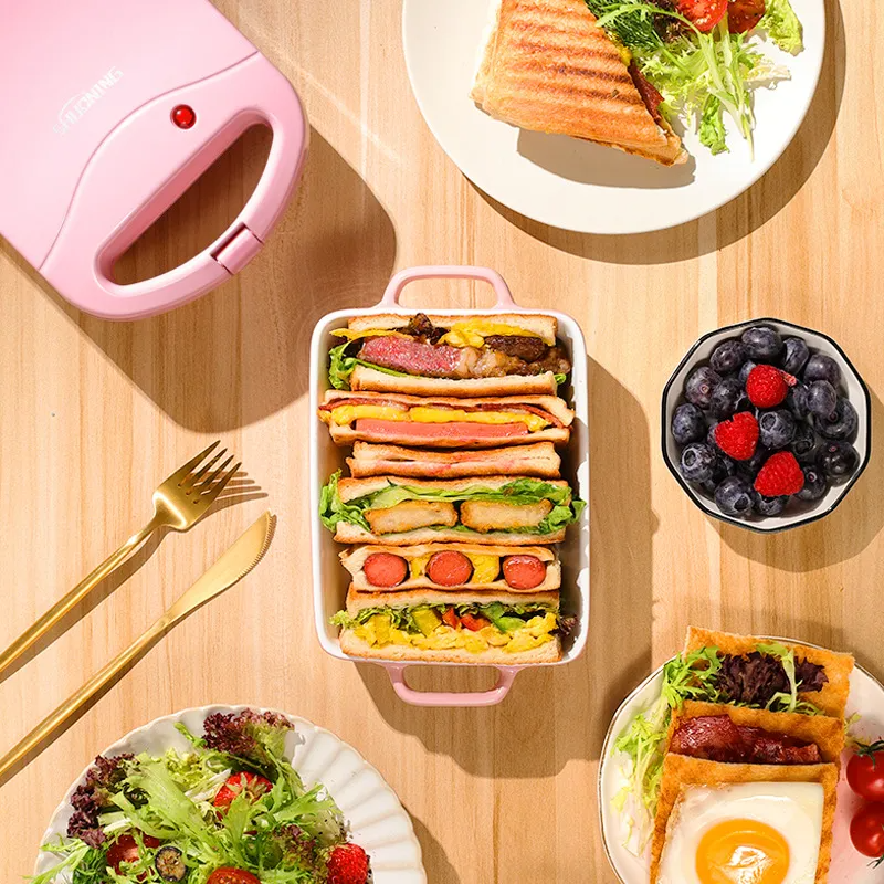 Double Sided Cooking Sandwich Machine Breakfast Machine Sandwich Press Grill Multifunction Toast Household Toaster