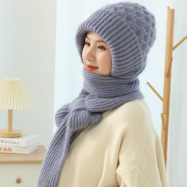 Integrated hand-woven Ear Protection Windproof hat scarf——cold-proof -30℃