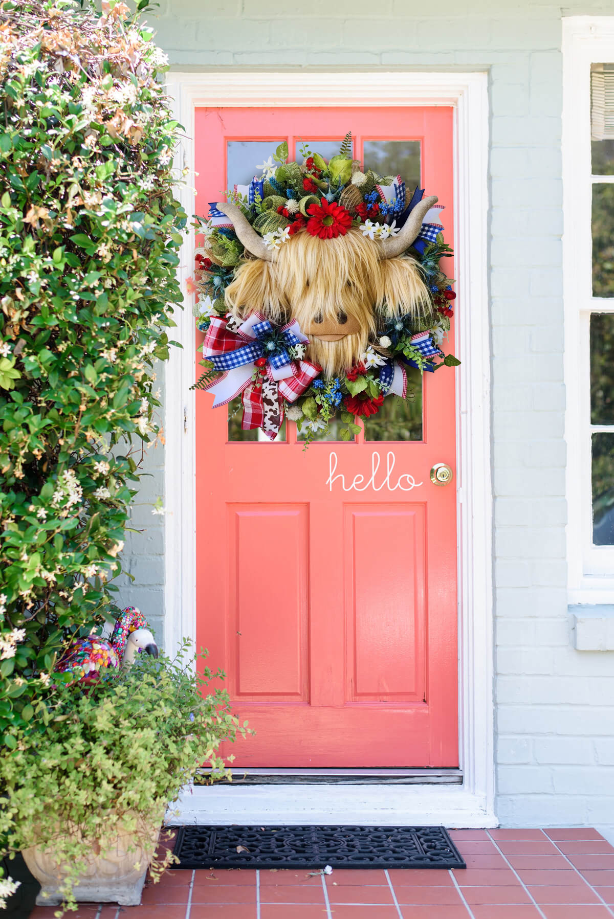 Highland🐮🐮Cow Floral Wreath-✨✨Designed for July 4th✨