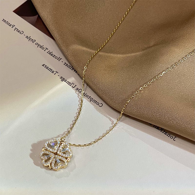 ❤️Mother's Day Sale 70% OFF❤️ Folding Heart Shaped Four Leaf Clover Necklace