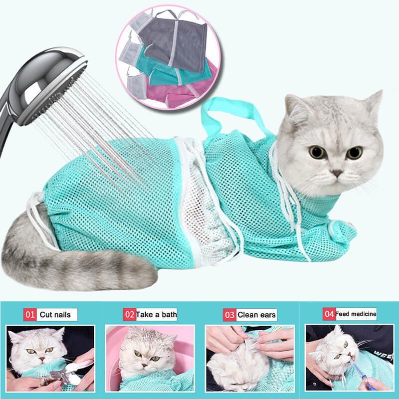 (Early Christmas Sale- 48% OFF) Adjustable Multifunctional Cat Shower Mesh Bags