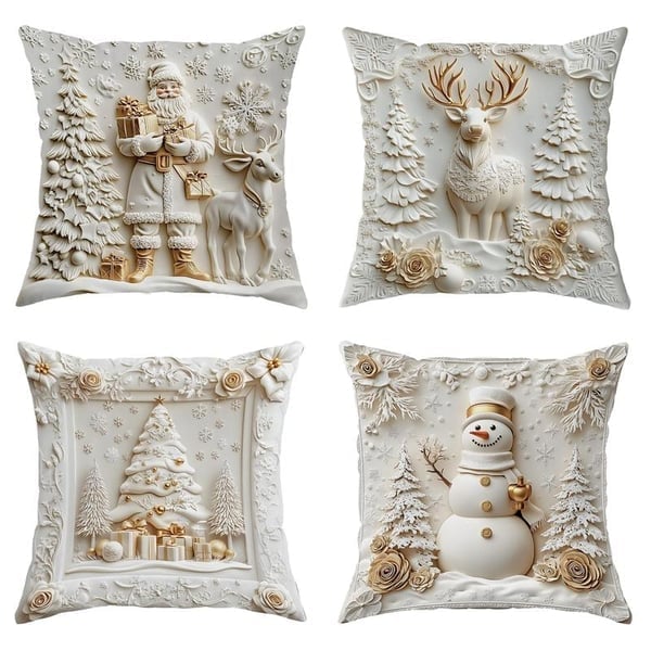 🎄 Soft Christmas Pillow Covers – 4-Piece Set for Cozy Holiday Vibes!