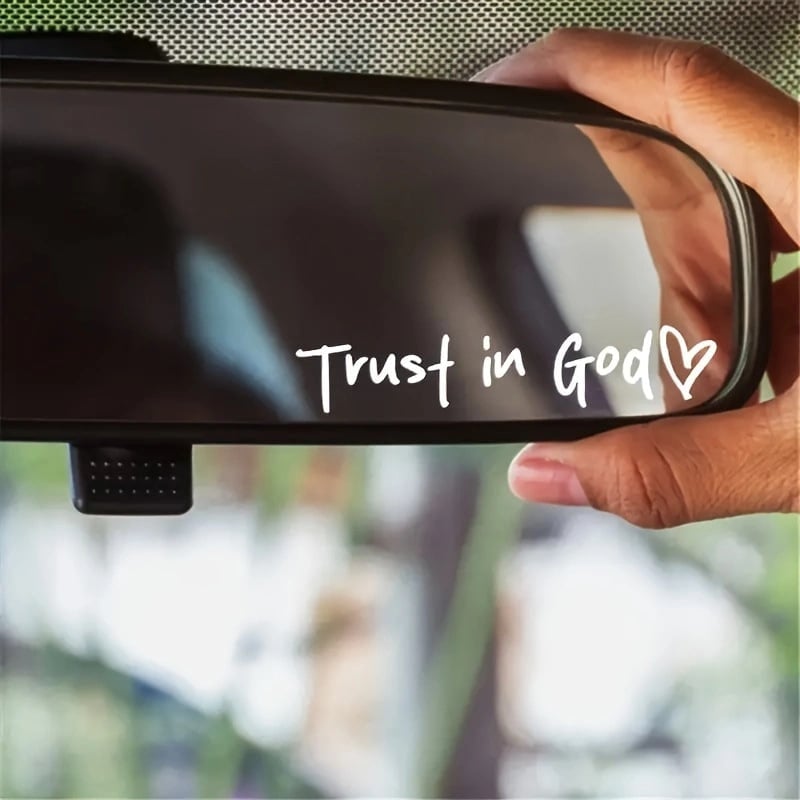 🔥Letzter Tag 50% RABATT- -Trust in God Car Rearview Mirror Sticker, Car Rearview Mirror Decal, Inspirational Vinyl Sticker, Ideal Christian Gift