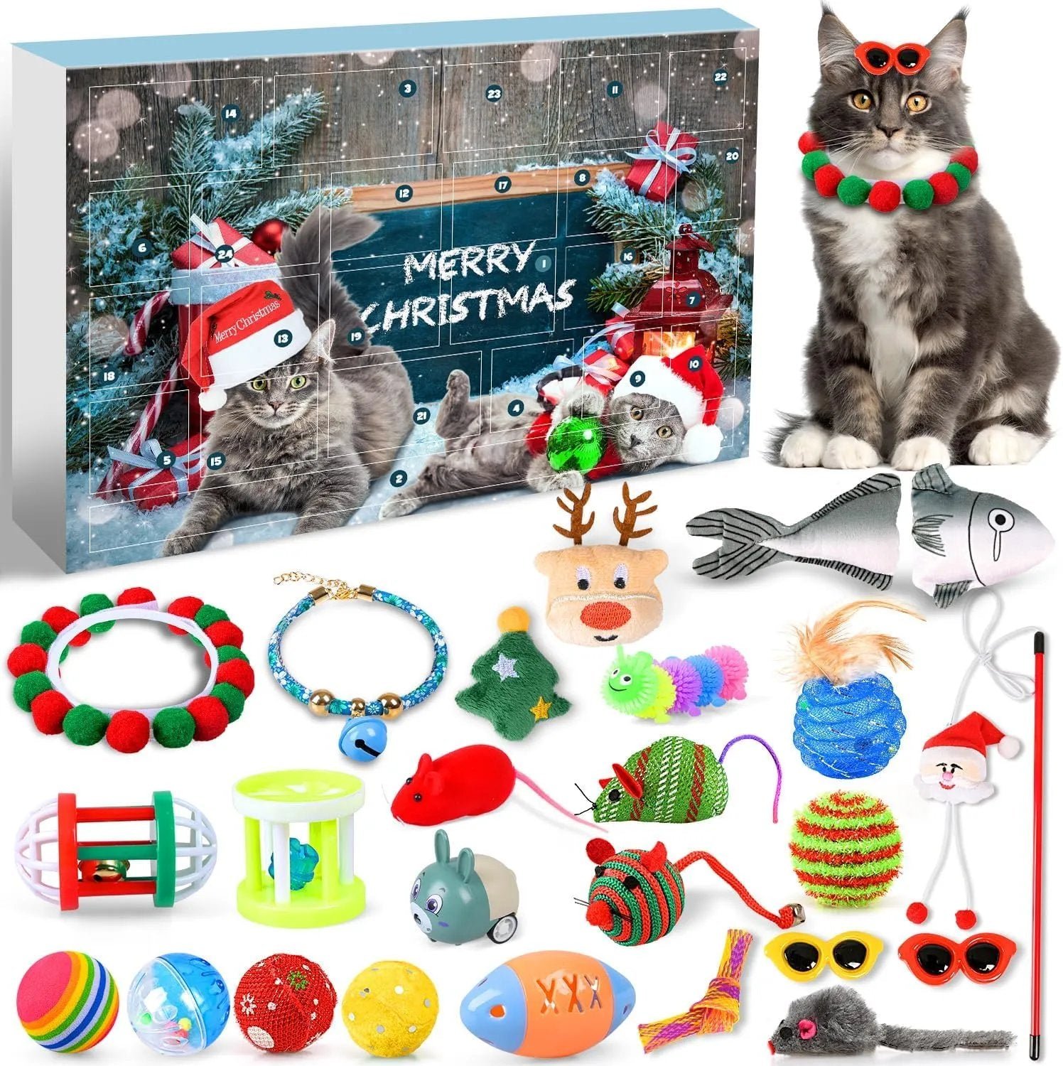 (🌲Early Christmas Sale- 49% OFF) 2024 Christmas Countdown Cat Toys Advent Calendar