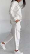 Women Fashion Casual Round Neck Long Sleeve Two Piece Suit
