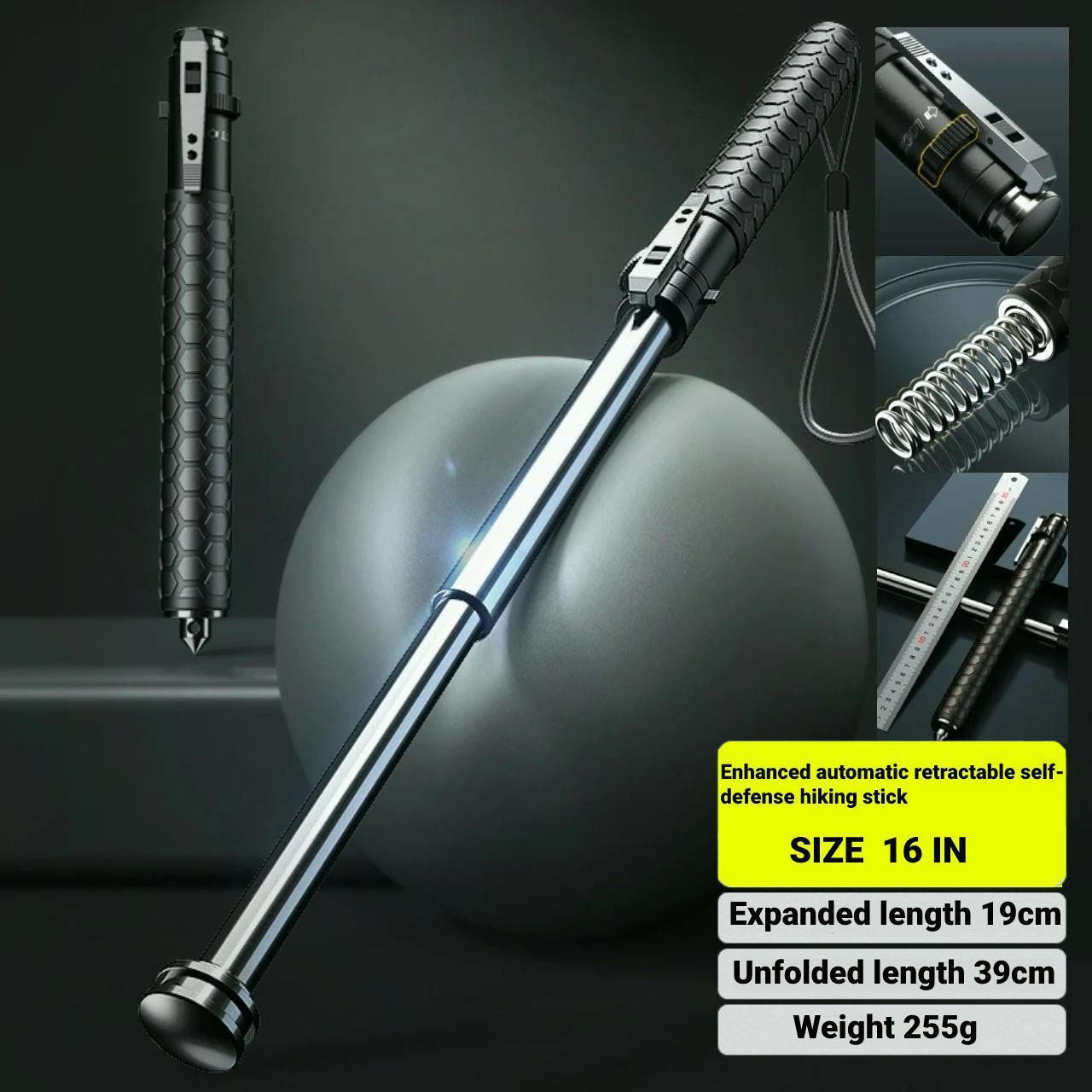 🔥(Last Day Promotion - 50% OFF)Enhanced Automatic Retractable 16 inch Self-Defense Hiking Stick 💥BUY 2 FREE SHIPPING💥