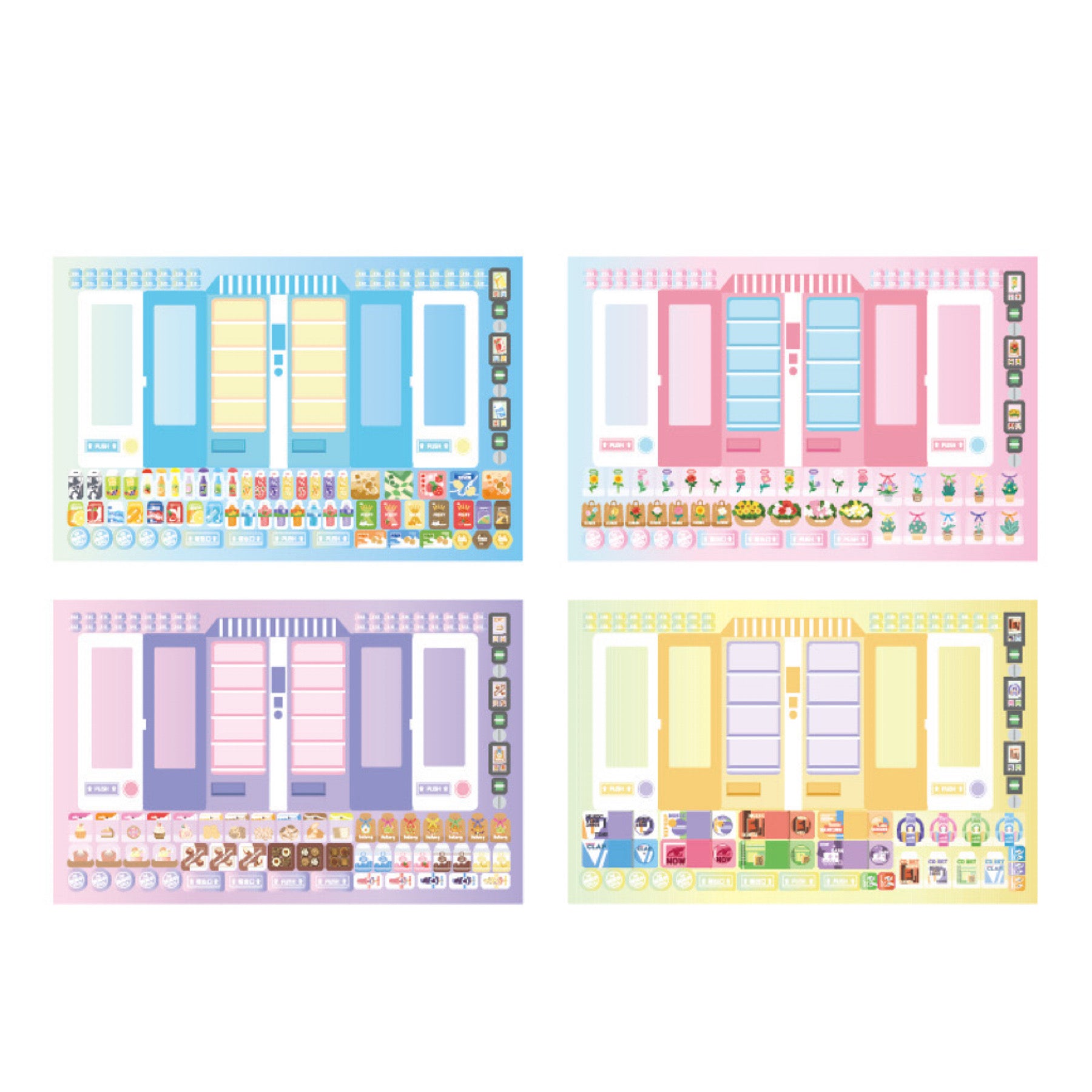 Stickers Play Set, Organize your Own Refrigerator|Snack Vending Machine|Dream House|Closet