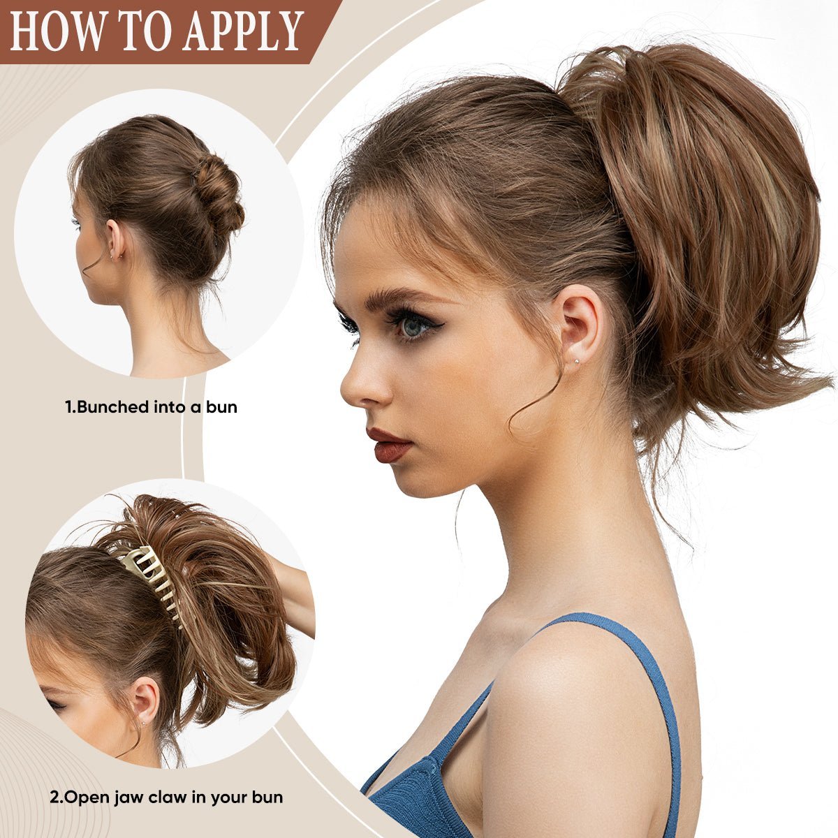 🔥Last Day Promotion 50% OFF💥Synthetic Claw Clip In Ponytail Hair Extensions Diy Hairpiece Hair Bun