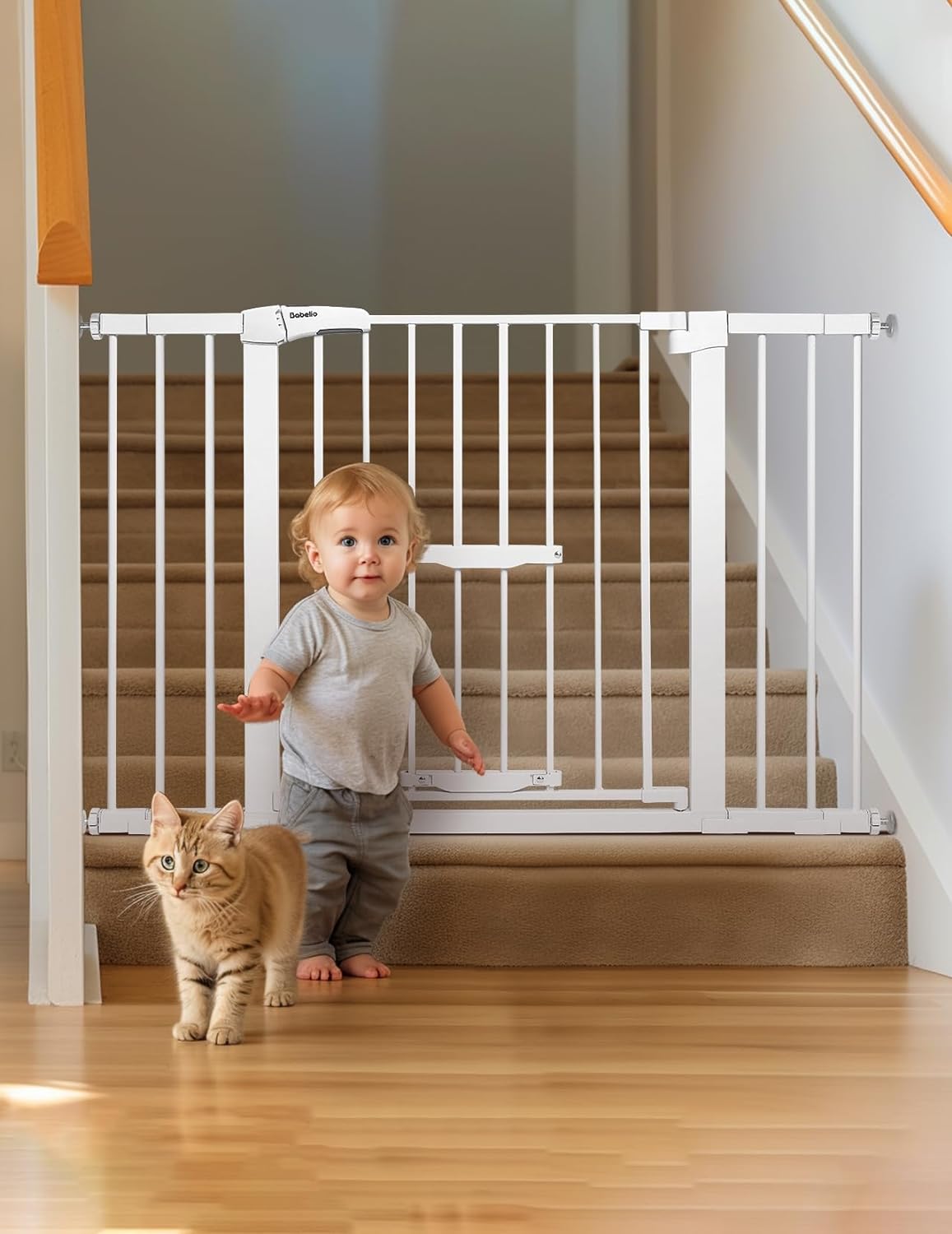 BABELIO New Version Baby Gate with Cat Door, 29.5-40