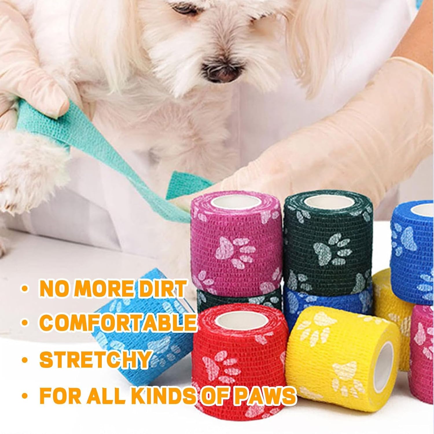 🎄Christmas Hot Sale - 49% OFF, Antifreeze And Antifouling Self-Adhesive Pet Bandage Shoes(177.7inch) - Buy 6 Get Extra 20% Off