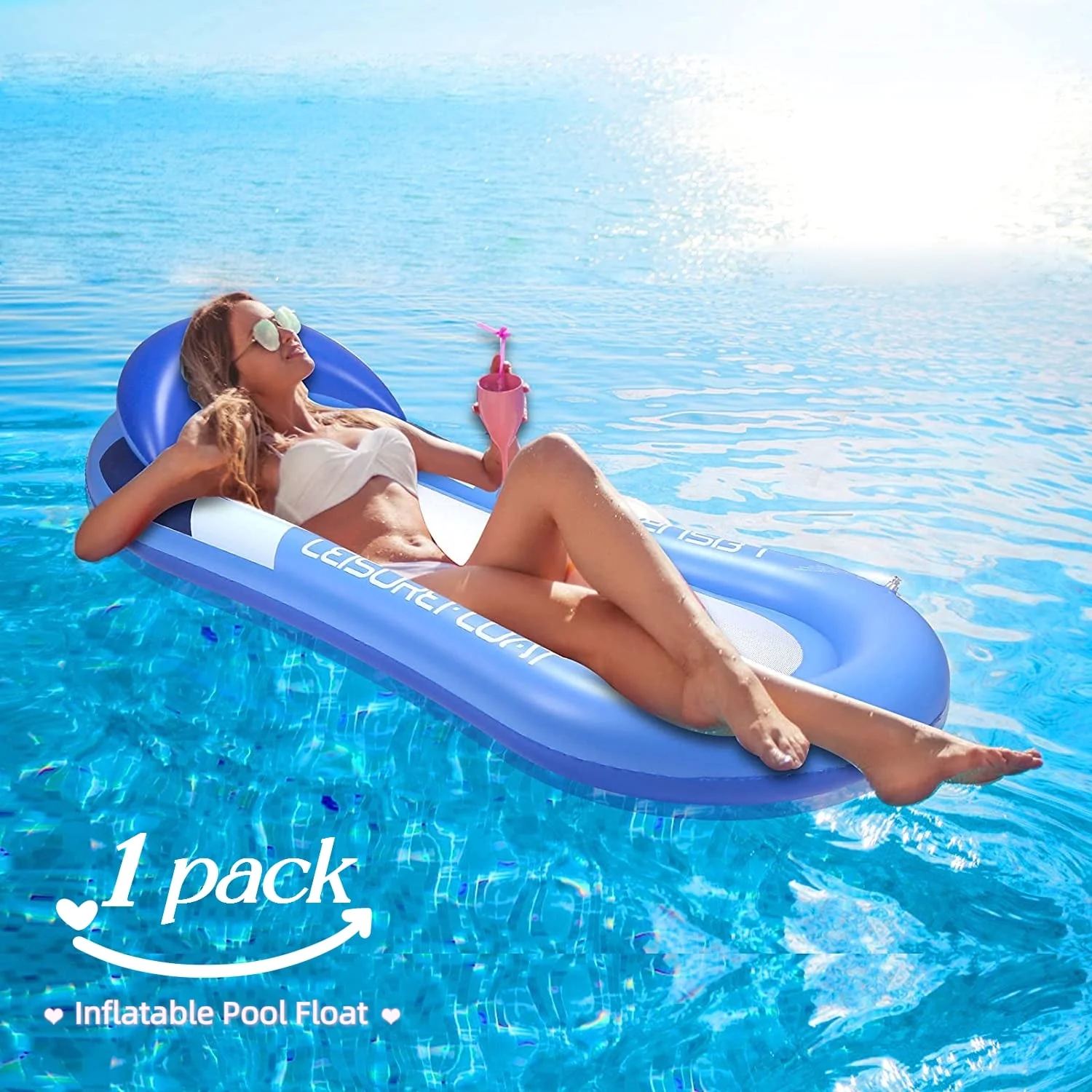 🔥Summer Hot Sale 50% OFF - 🌊Inflatable Water Lounger with Armrests and Breathable Mesh