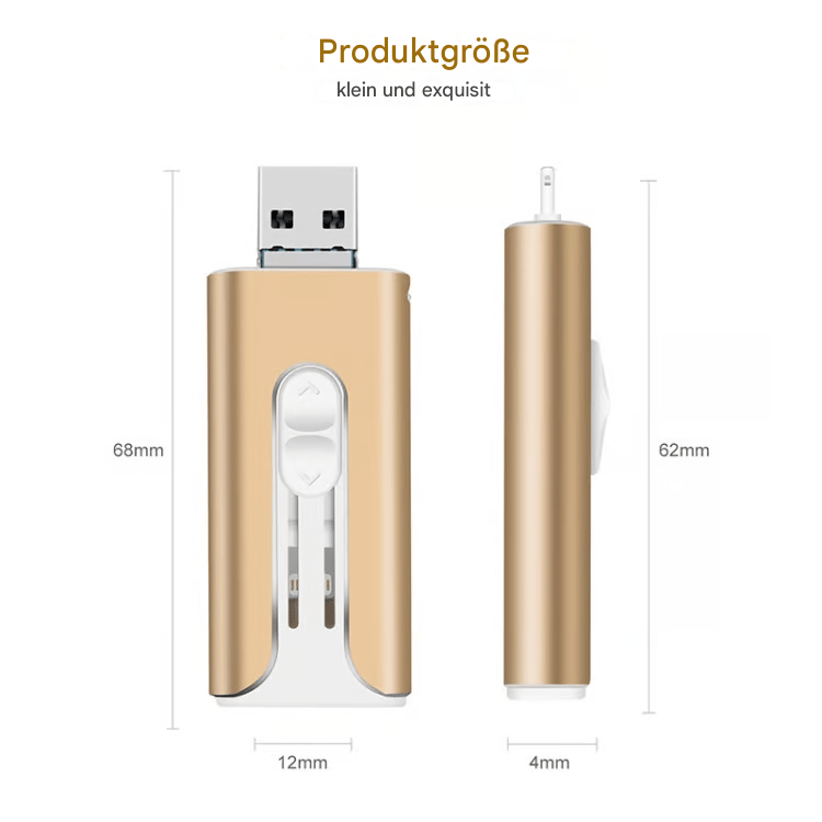 🔥Letzter Tag 50% RABATT -128 GB~ 1TB Micro-USB+ Lightning+ USB-C+USB-A 4 in 1 -Handy, Tablet, Computer, Drei-Terminal-Verbindung