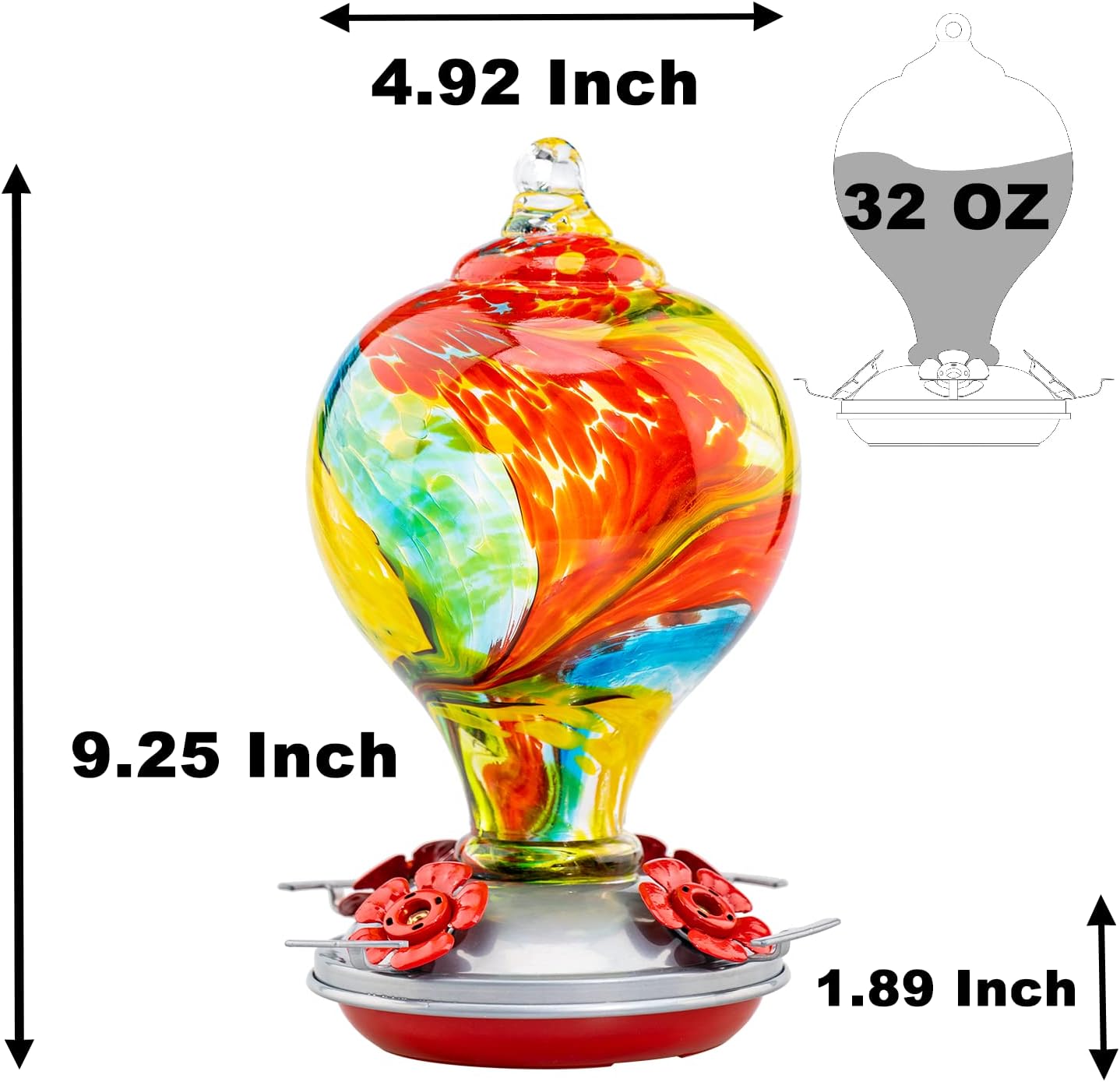 🎁2023-Christmas Hot Sale🎁Blown Glass Hummingbird Feeder-Buy 2 Free Shipping