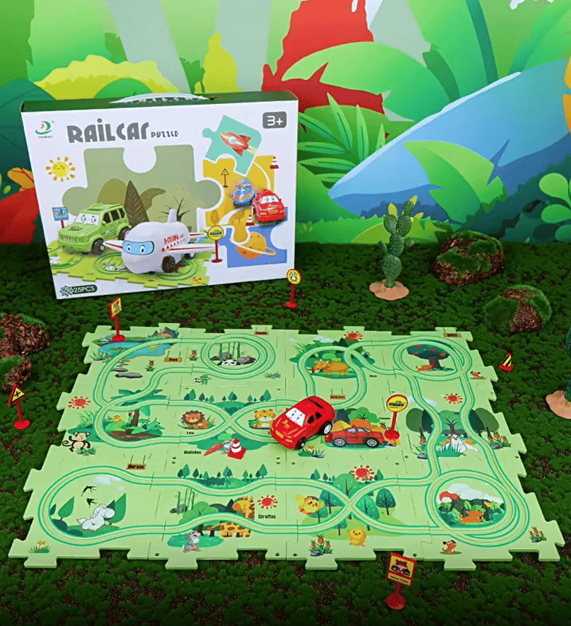 🎅Xmas Hot Sales - 49% OFF🔥Children's Educational Puzzle Track Car Play Set(Free shipping on 39＄!)(10% off for 2,20% off for 3!)