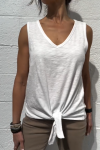 Women's Casual Solid Color V-Neck Hem Knotted Vest