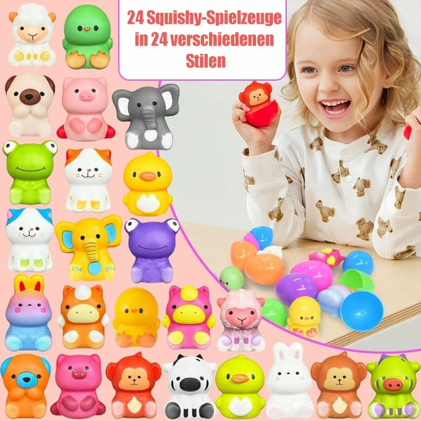 🎉🥚24 Stück Ostereier mit vorgefüllten langsam wiederaufstehenden Squishy-Spielzeugen