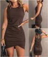 BTFBM Women 2024 Summer Sleeveless Tank Dresses Crew Neck Slim Fit Short Casual Ruched Bodycon Party Club Mini Dress