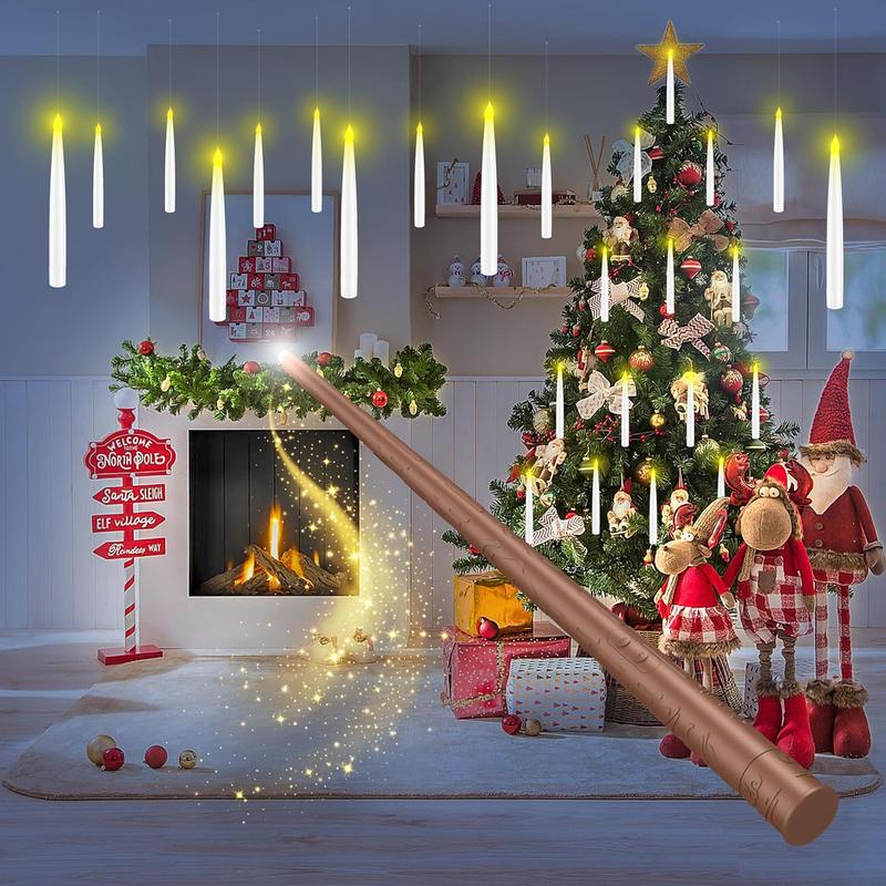Flammenlose Schwebende LED-Kerzen mit Zauberstab-Fernbedienung – Perfekt für Weihnachten & Halloween 🎃🕯️