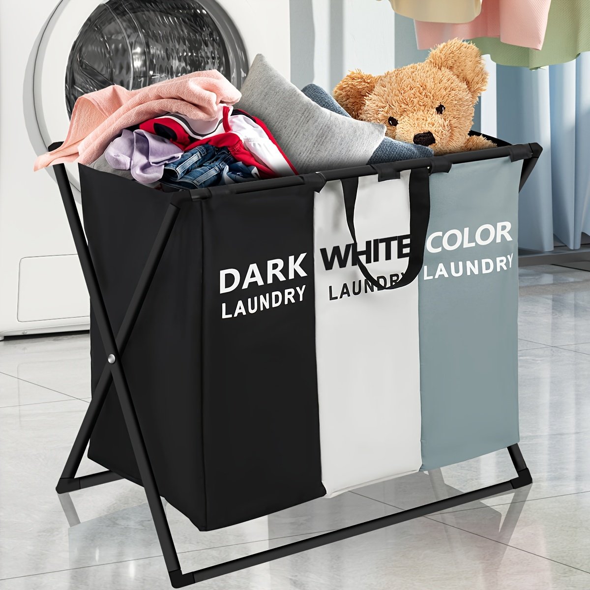 🎁TikTok Last Day Sale - 70% OFF✨3-Section Foldable Laundry Hamper Sorter