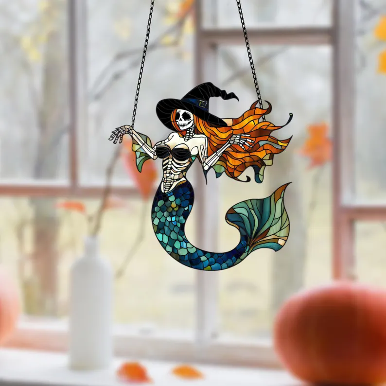 Mermaid Skeleton window Decor