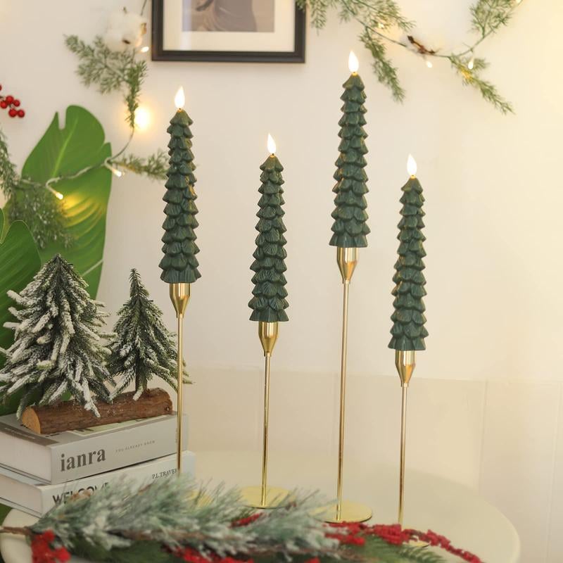 ⏰LAST DAY SALE 50% OFF💥Christmas Tree Flameless Taper Candles with Remote Timer