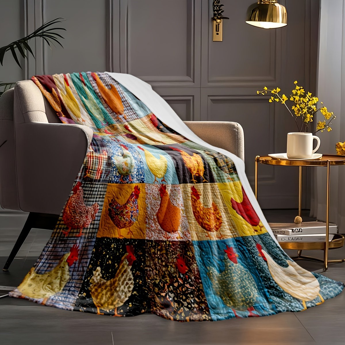 🎁TikTok Last Day Sale - 70% OFF🐓 Cozy Vintage Rooster Plaid Blanket 🧣 🎁Perfect Gift & Everyday Comfort! ✨