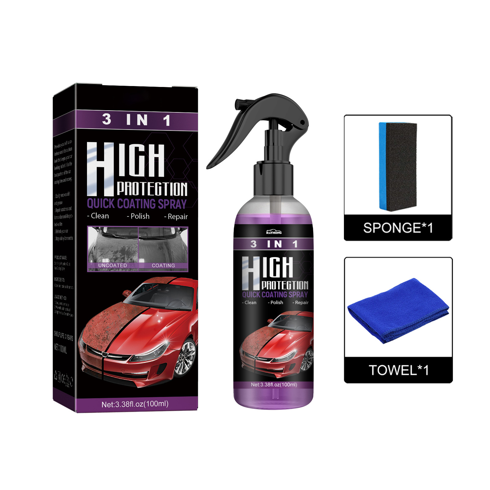 3 In 1 High Protection Quick Car Coating Spray