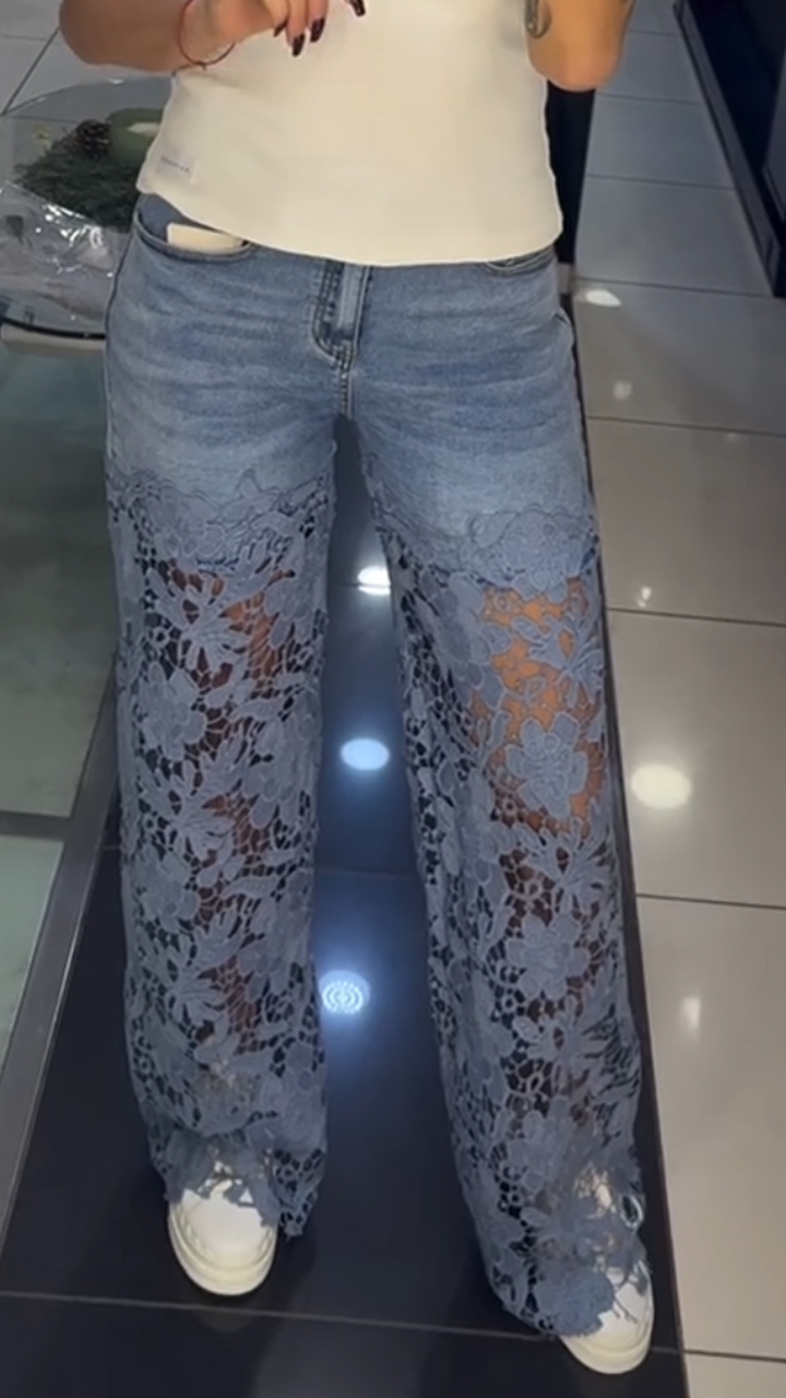 Women's Hollow Print Jeans