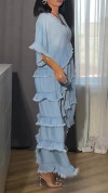Ladies' V-neck Wash Water Irregular Splicing Casual Dress