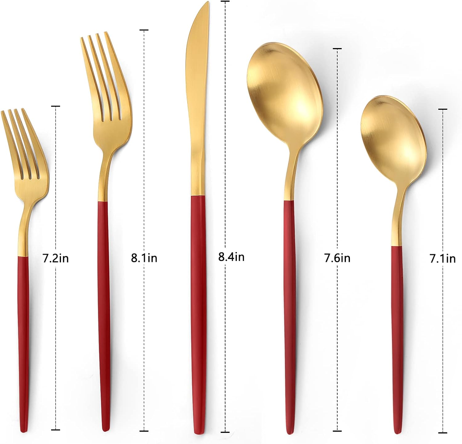 Matte Gold Silverware Set, VANVRO 40-Piece Stainless Steel Flatware Set, Satin Finish tableware Cutlery Set, Service for 8, Home and Restaurant, Dishwasher Safe