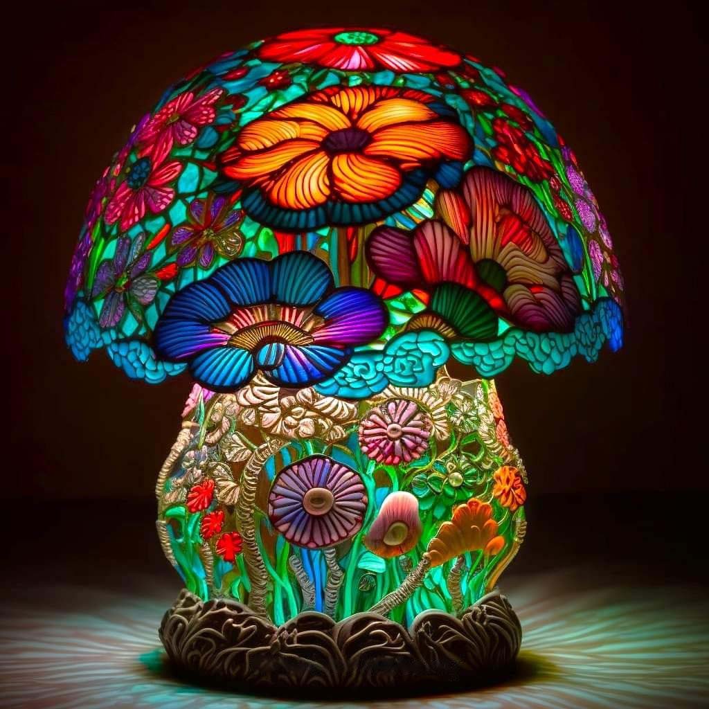 🔥(Clearance Sale -50% OFF) Stained Glass Mushroom Series Table Lamp