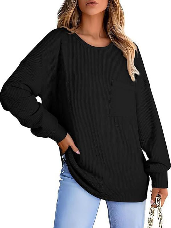 Women's casual round neck loose long sleeve T-shirt