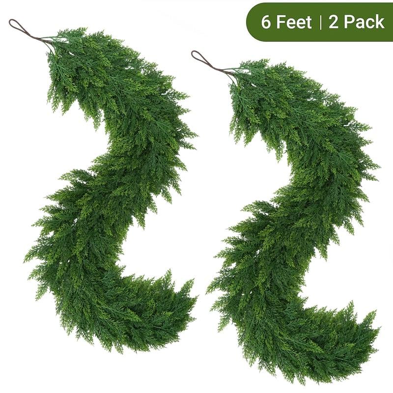 ⛄2025 Christmas 6 FT 2 Pcs Artificial Cedar Garlands