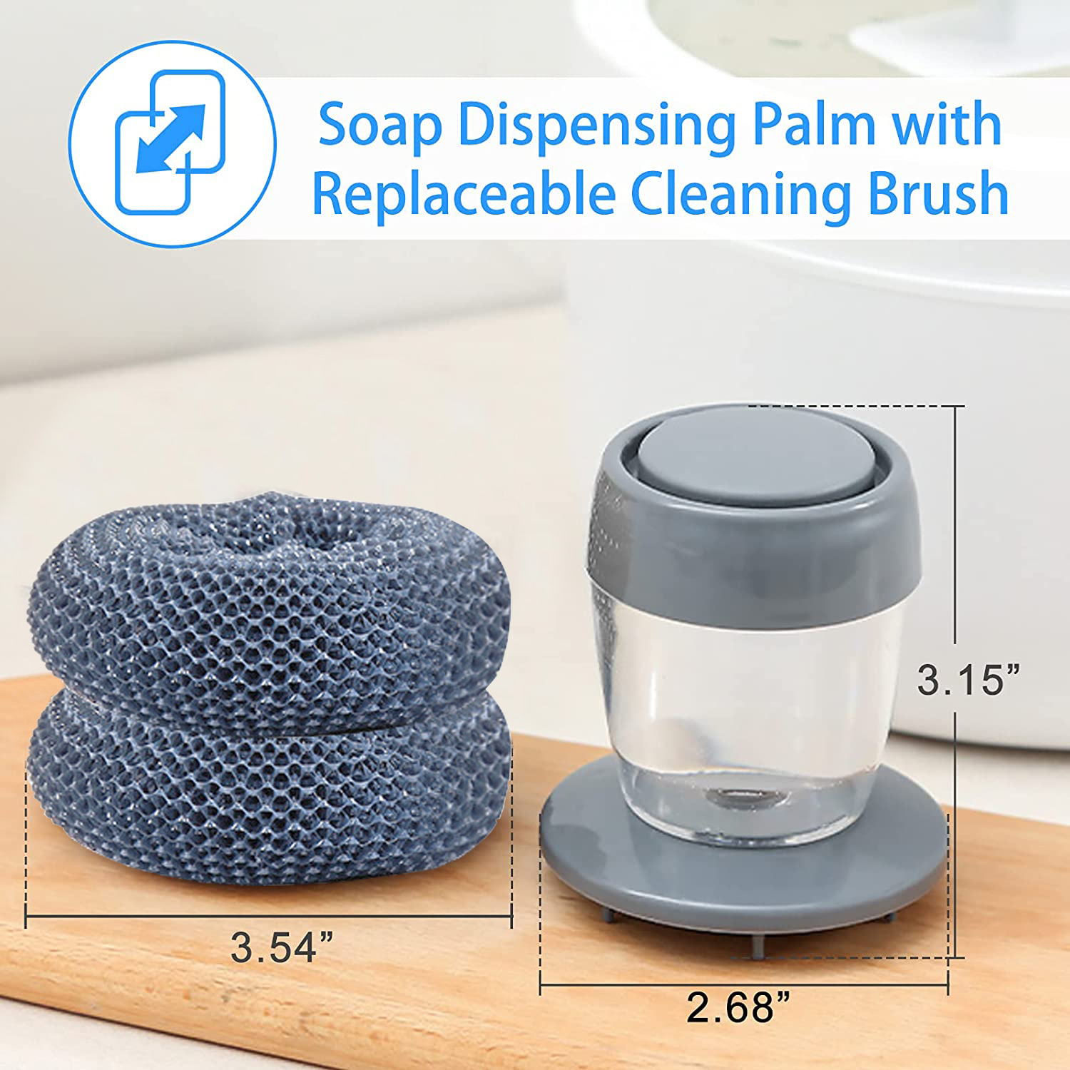 🎄Early Christmas Sale 48% OFF-Soap Dispensing Palm Brush Storage Set with 2 PET Replacement Heads