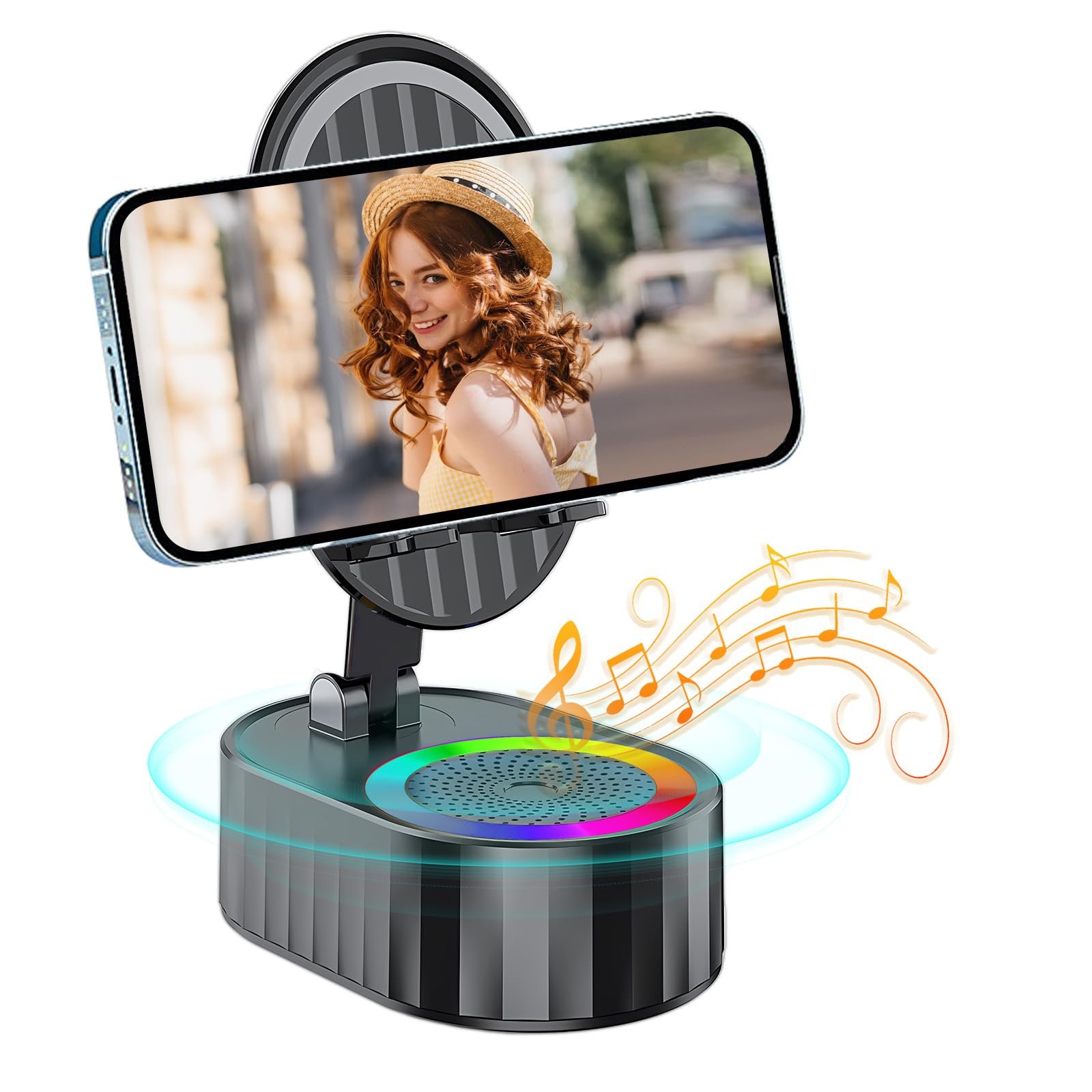 🎁TikTok Last Day Sale - 70% OFF🎉2025 Upgraded Cell Phone Stand with Induction Speaker/Power Bank/Atmosphere Light