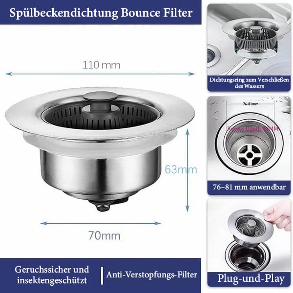 🔥Letzter Tag Verkauf 49% Rabatt 🔥Neu verbesserter Abflussfilter mit Sprungkern für Spülen