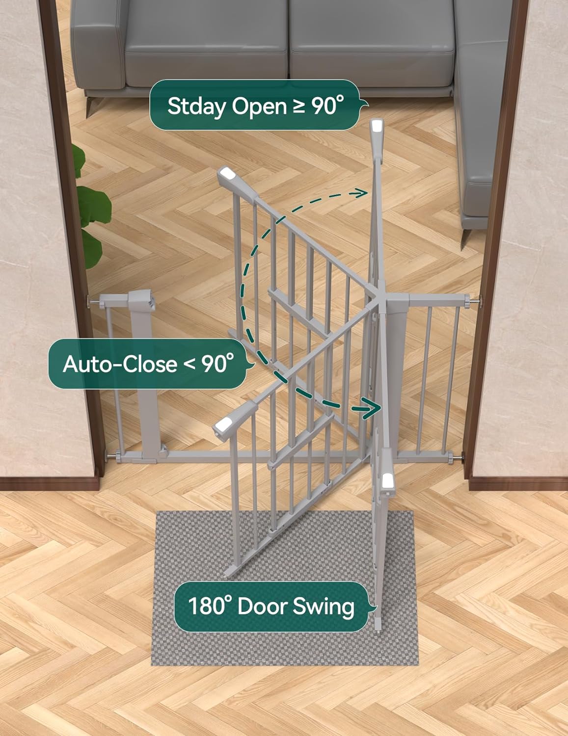 BABELIO New Version Baby Gate with Cat Door, 29.5-40