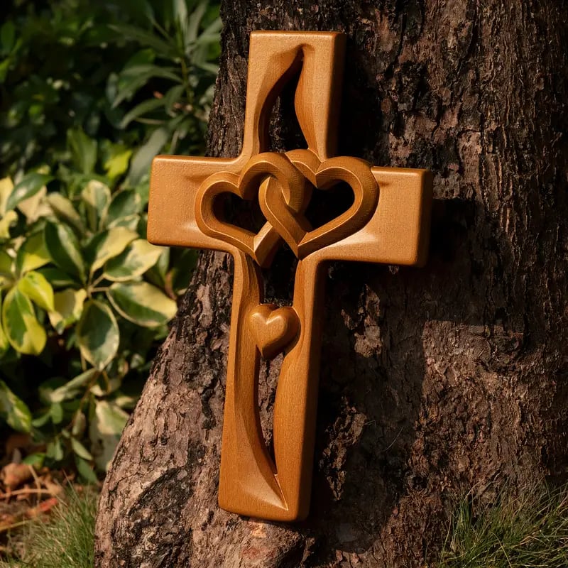 🔥Last Day Special Sale 49% OFF-❤️Intertwined Hearts Wooden Cross