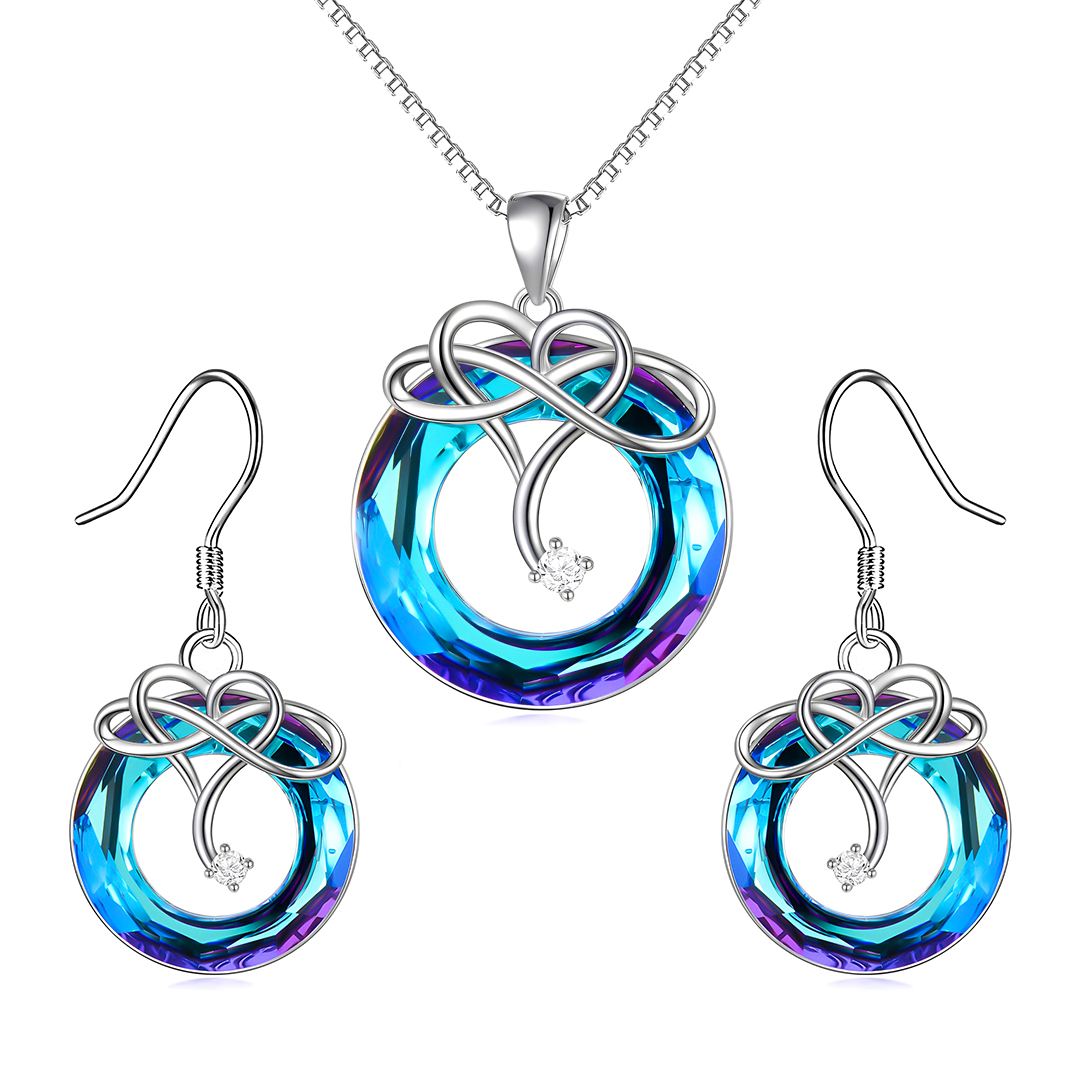 For Mother - S925 I Love You until Infinity Runs Out Crystal Infinity Necklace