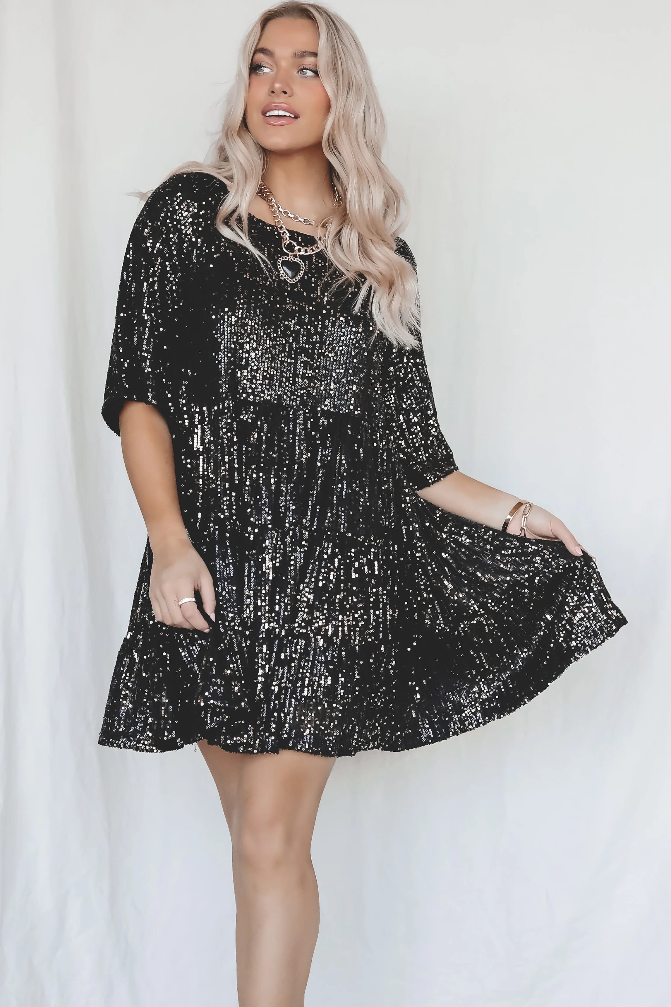 🔥Last Day Sale - 50% OFF✨Sequin Baby Doll Dress