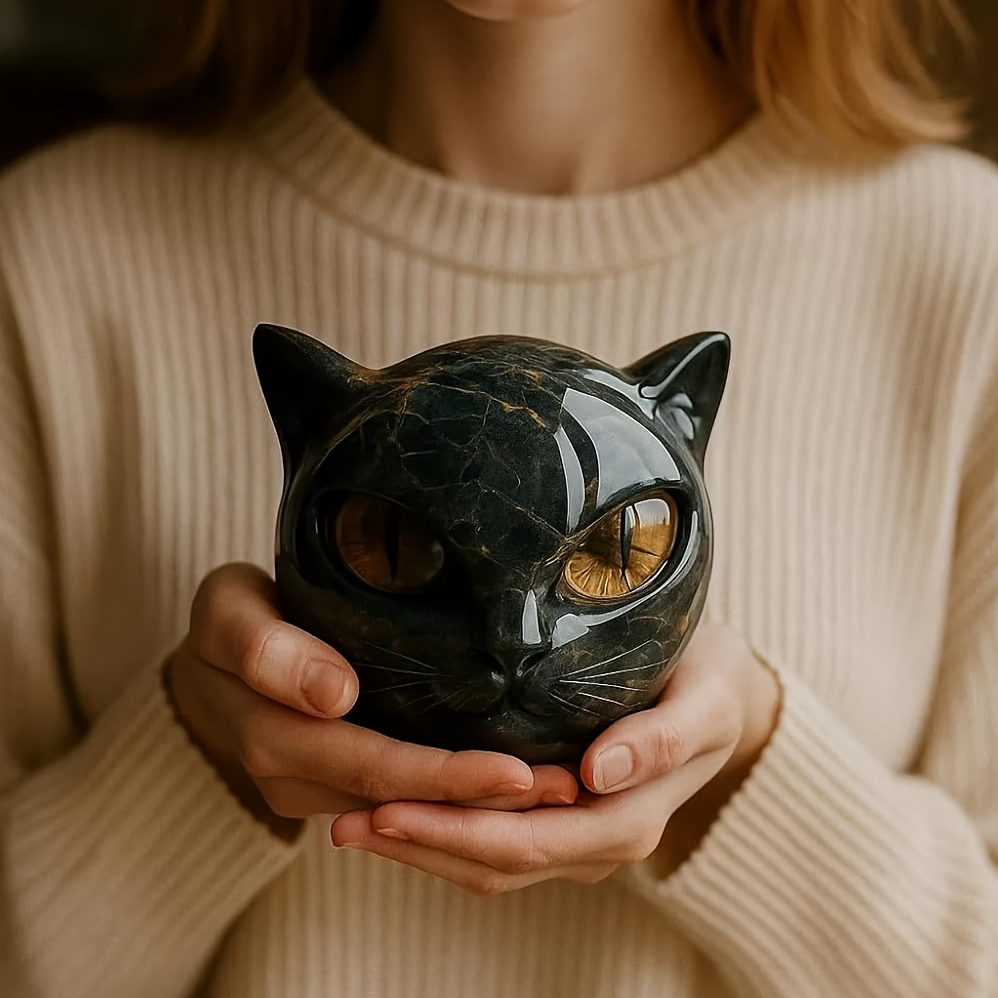 🎁TikTok Last Day Sale - 70% OFF🐱Luxury Black Cat Sculpture - Hand-Carved Glossy Non-Electric Decor